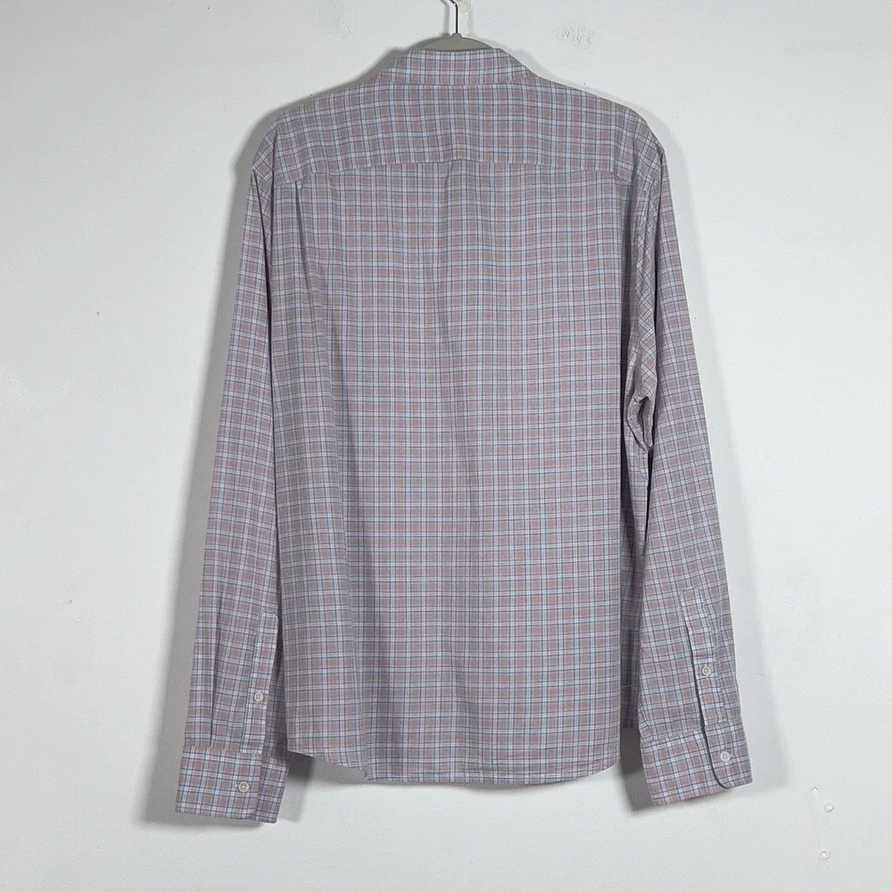 Faherty Button‎ Down Shirt Mens Sz XL Pink Plaid Long Sleeve